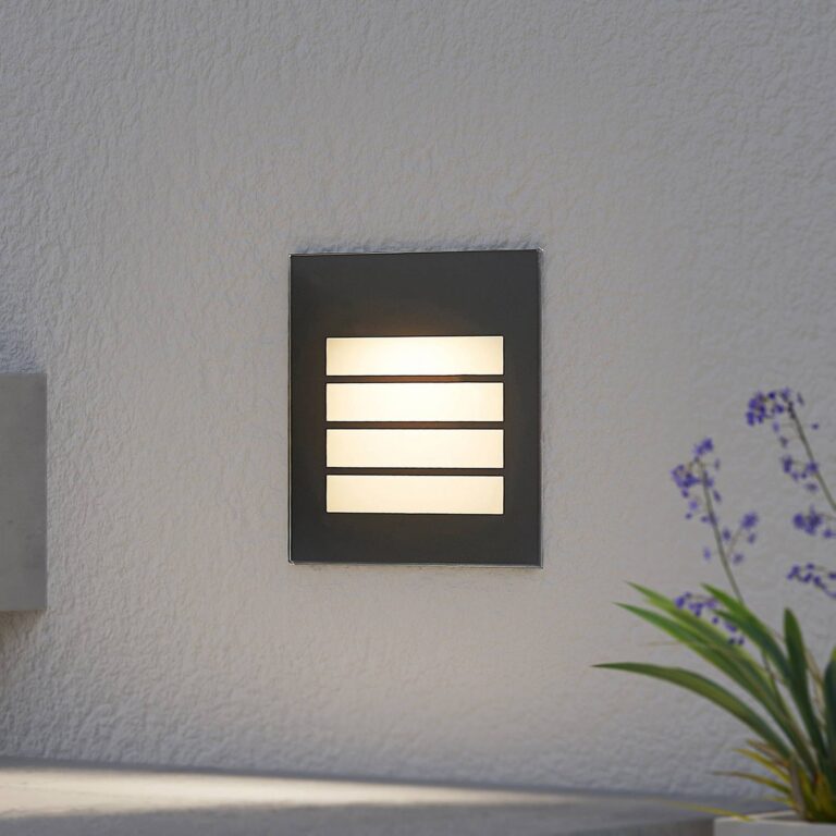 Arcchio Aplique LED empotrable Zamo, lamas, negro, IP65
