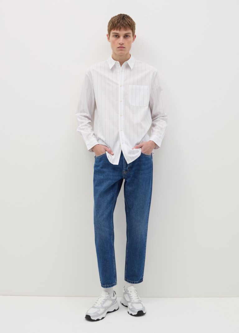 B.ANGEL Camisa Raya Diplomática Con Bolsillo, Hombre, Blanco/gris, Talla: