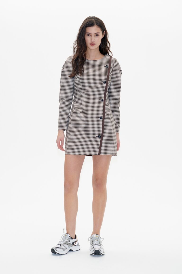 baum und pferdgarten amelie dress camel baum check | vestidos maxi outlet | mujer | marron