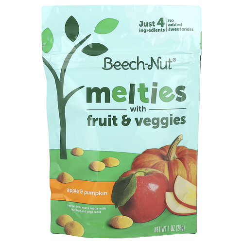 Beech-Nut Melties con frutas y vegetales, 8 meses en adelante, Manzana y calabaza, 28 g (1 oz)