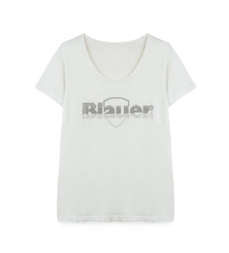 blauer para mujer. 24sbldh02335 camiseta glitter degrade blanco , casual, algodon, manga corta