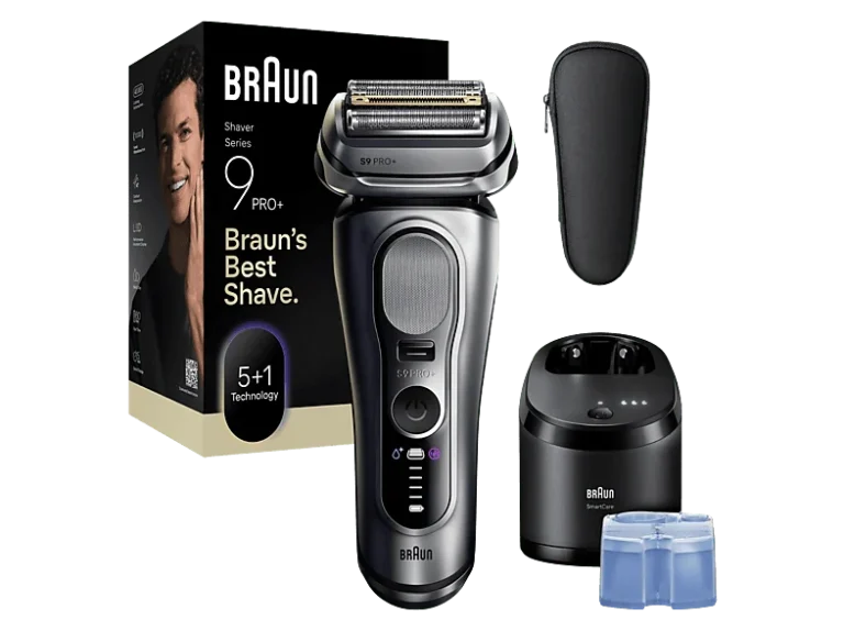 Braun Afeitadora - Braun eléctrica Series 9 PRO+ 9667CC, Pro SensoAdapt, Centro de limpieza SmartCare, 60 min autonomía, Plata