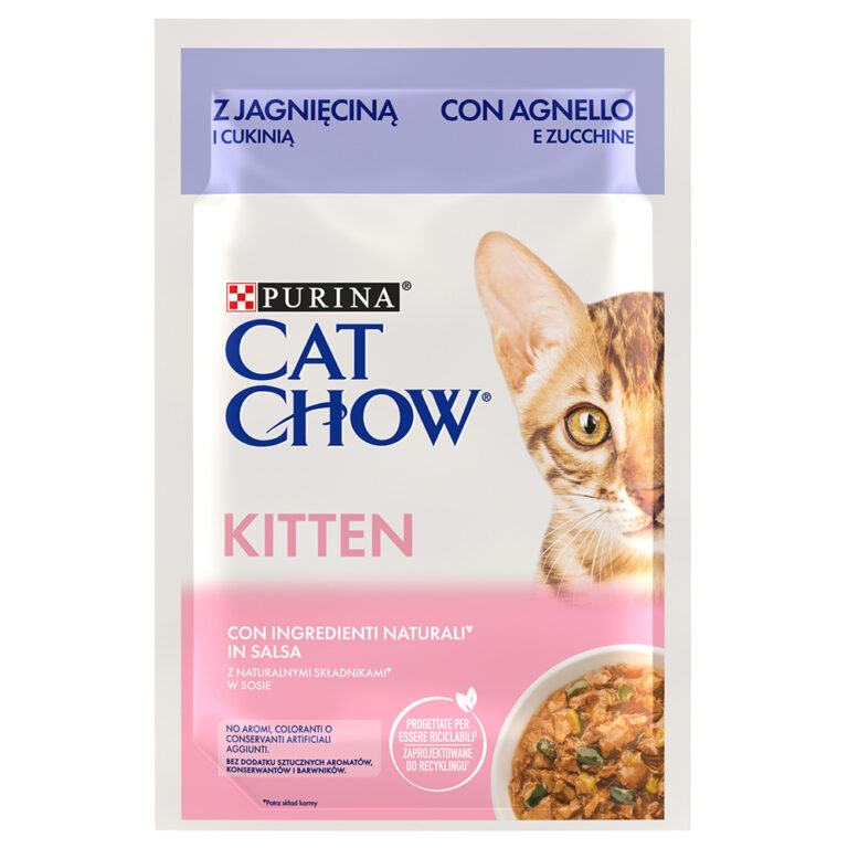 Cat Chow 26 x 85 g comida húmeda para gatos - Kitten cordero y calabacín
