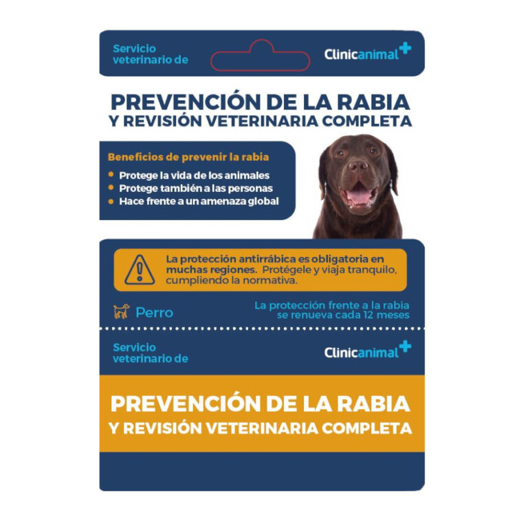 Clinicanimal Tarjeta de prevención de la rabia + revisión veterinaria completa para perro