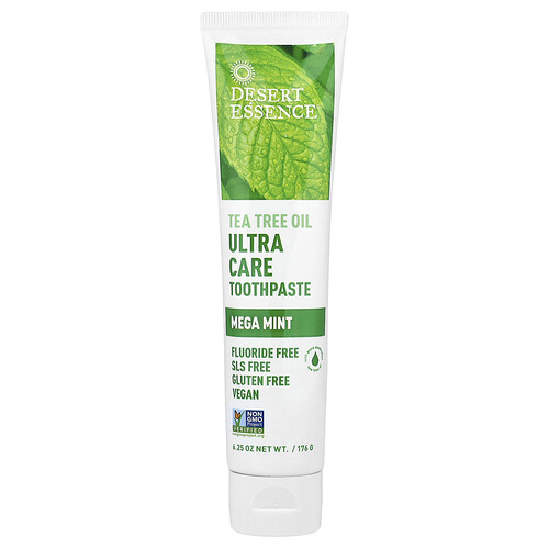 Desert Essence Pasta dental para un cuidado extremo con aceite de árbol del té, Megamenta, 176 g (6,25 oz)
