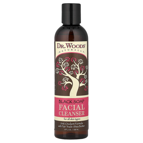 Dr. Woods Jabón negro para limpieza facial, Para todo tipo de piel, 236 ml (8 oz. líq.)
