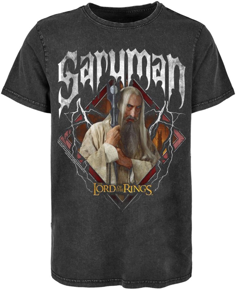 El Señor de los Anillos Camiseta de El Señor de los Anillos - Saruman Band - S XXL - para Hombre - Negro