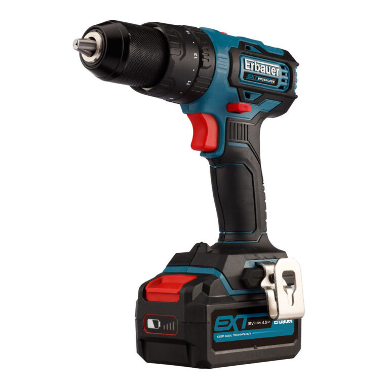 Erbauer Taladro percutor 18v brushless con batería 4ah erbauer
