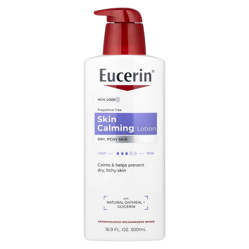 Eucerin Loción calmante para la piel, Piel seca y con comezón, Sin fragancia, 500 ml (16,9 oz. líq.)