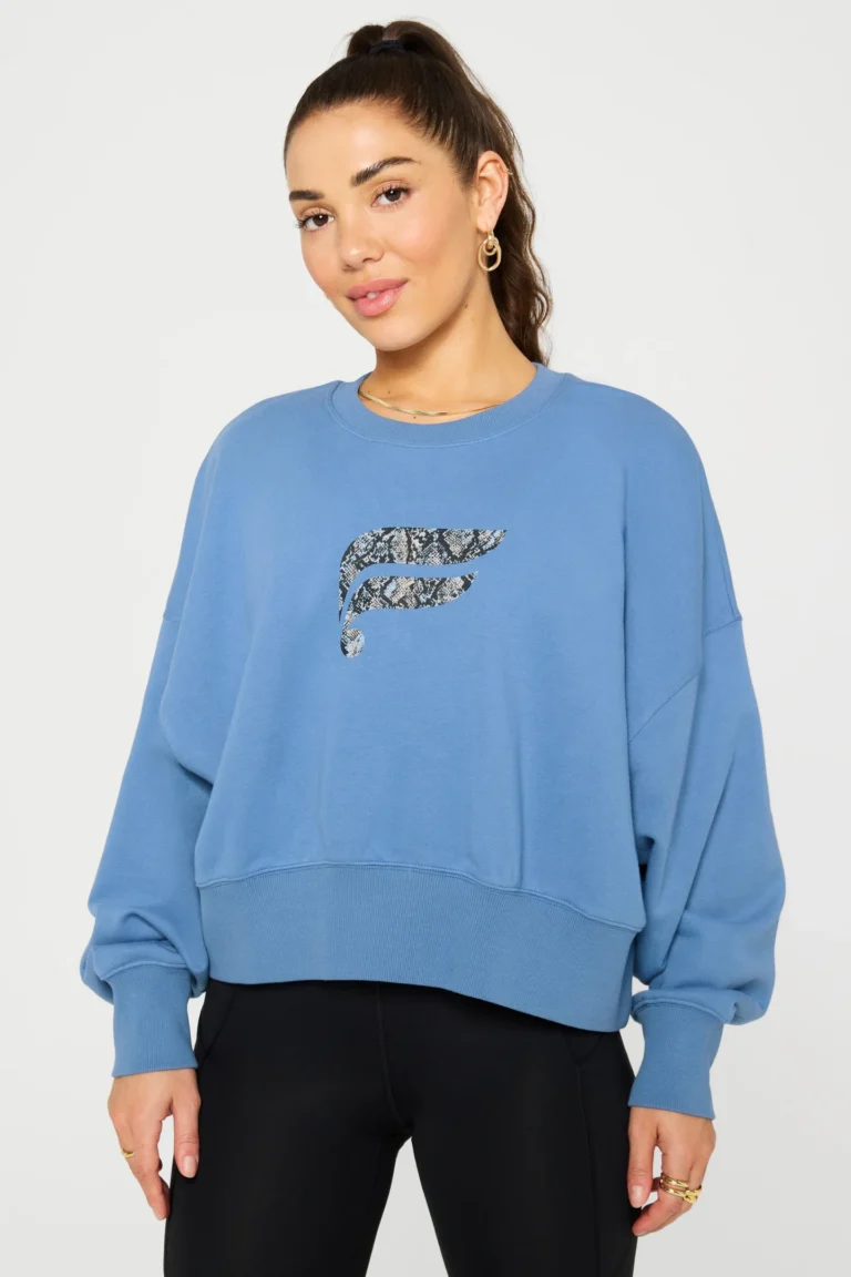 Fabletics Year Round Terry Crew Neck Sweatshirt Elemental Blue/fab Sna Talla: 4X REG Sudaderas con Capucha Outlet Mujer Azu