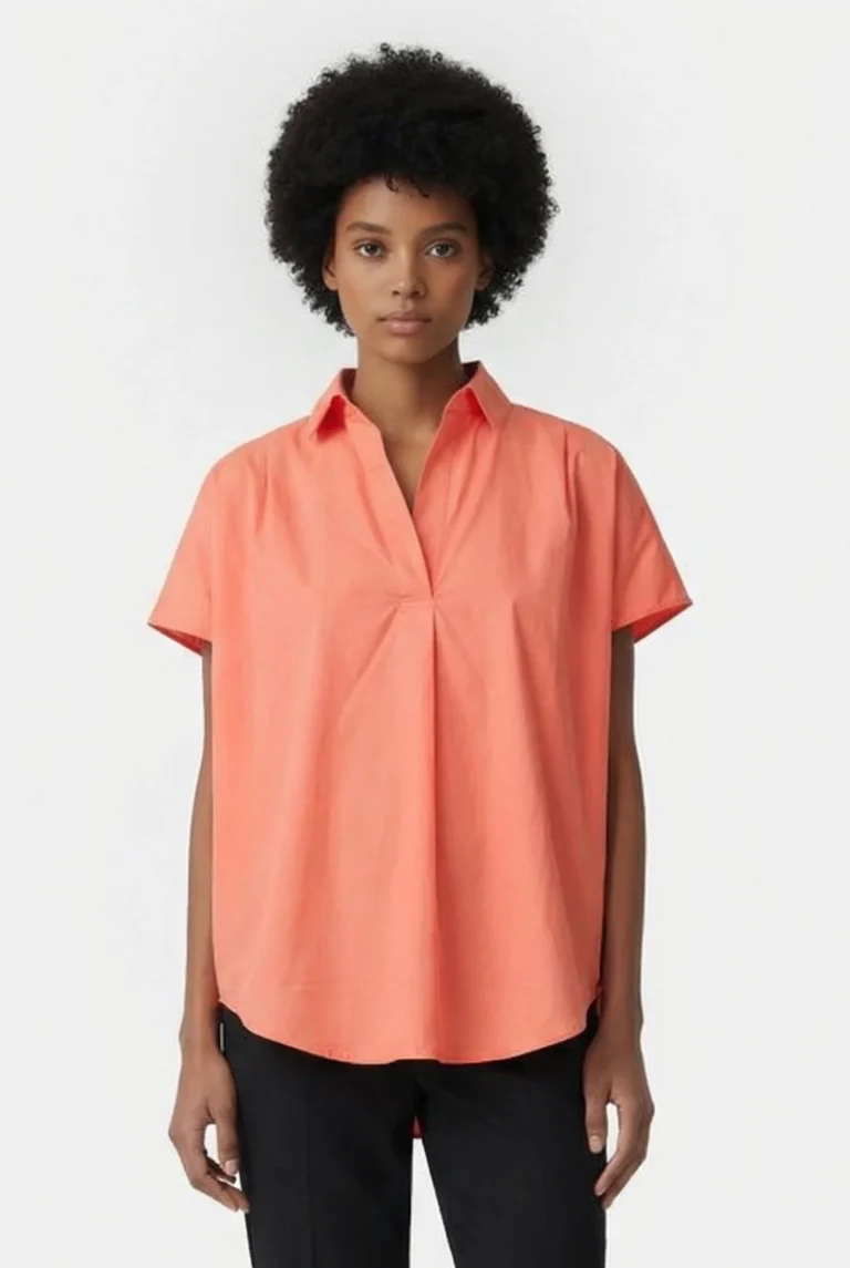 French Connection Cele Rhodes Poplin Slvlss Shrt Coral Talla: M Blusas Outlet Mujer Naranja