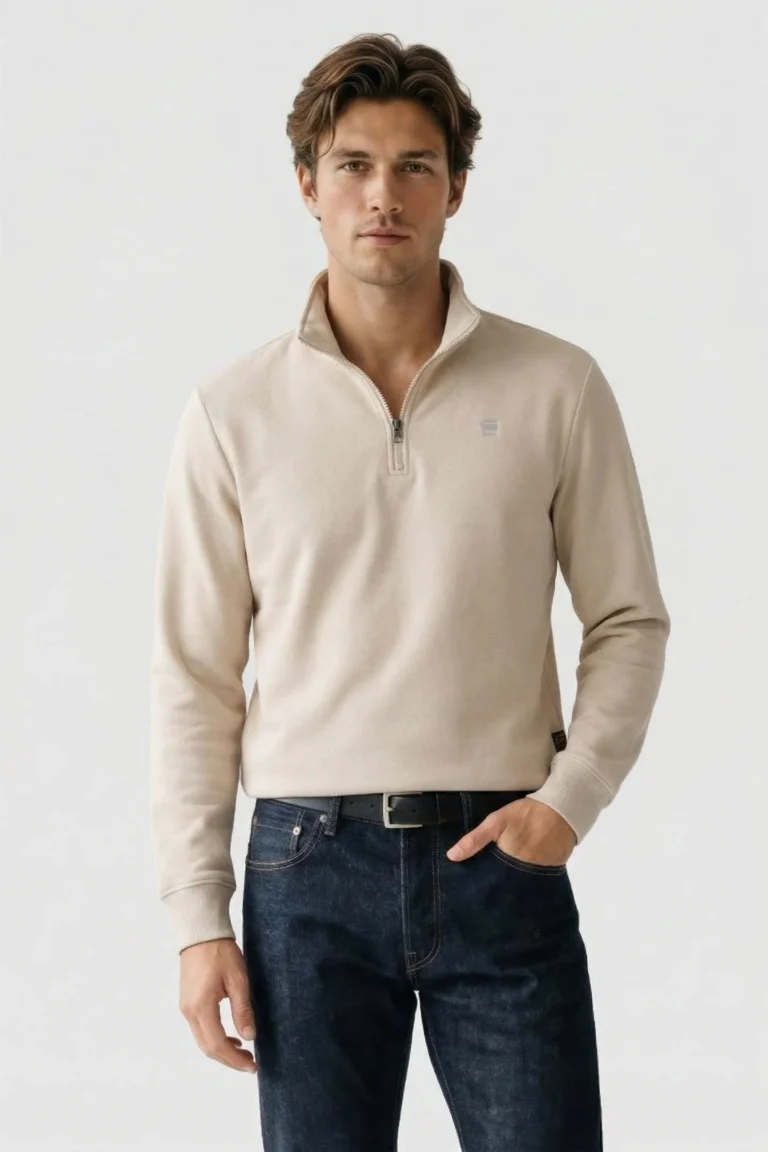 g-star half zip stand up collar sweat l/s white | jerseis outlet | hombre | blanco