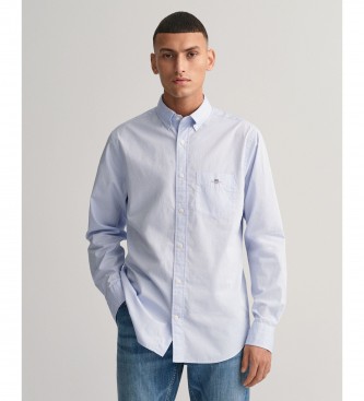 Gant para hombre. 3000100 Camisa Regular Fit de popelina azul (M), Casual, Algodón, Clásico, Manga corta, Manga larga