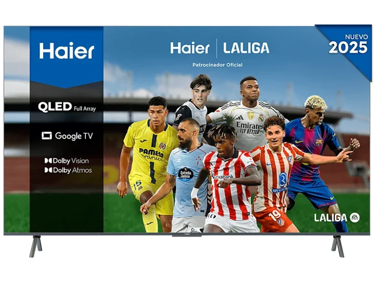 Haier TV QLED 65" - Haier S90 Series H65S900UX, Full Array, Smart (Google TV), HDR 4K, Altavoz Frontal, Dolby Atmos-Vision, Gaming 120Hz, Plata