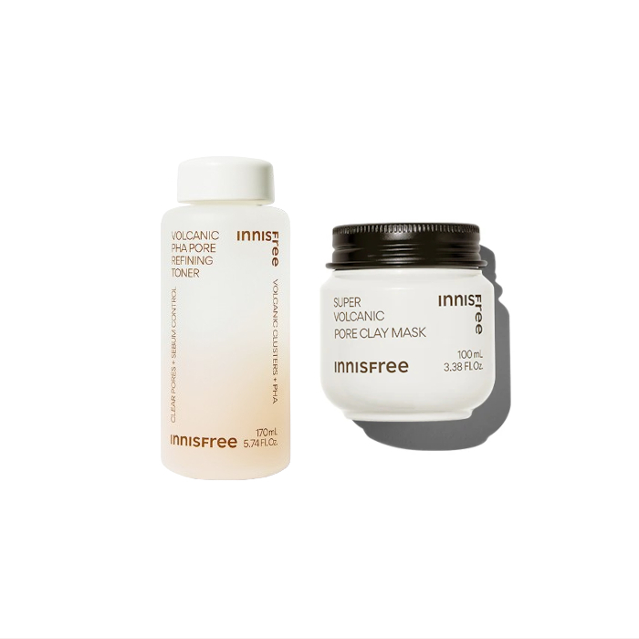 innisfree Volcanic PHA Pore Refining Toner - 170ml (1ea) X Super Volcanic Pore Clay Mask - 100ml (1ea) Set