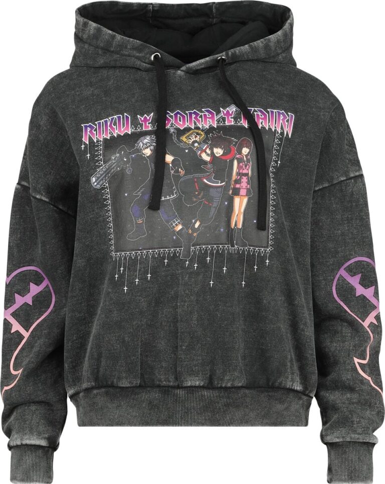 Kingdom Hearts Sudadera con capucha gaming de Kingdom Hearts - Riku Sora Kairi - S XL - para Mujer - Negro