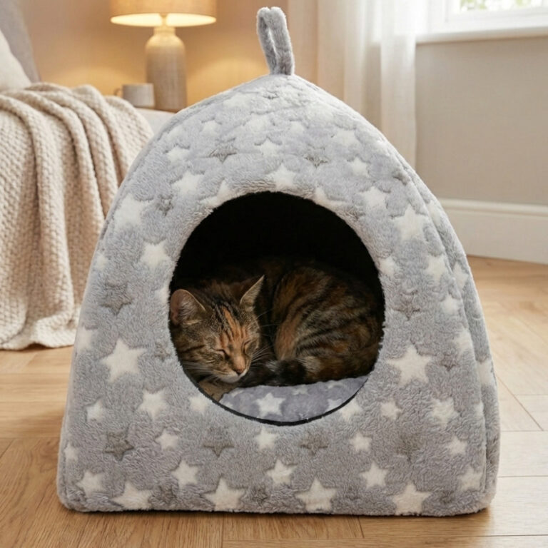 Leeby Cama Iglú Estrella Gris para gato