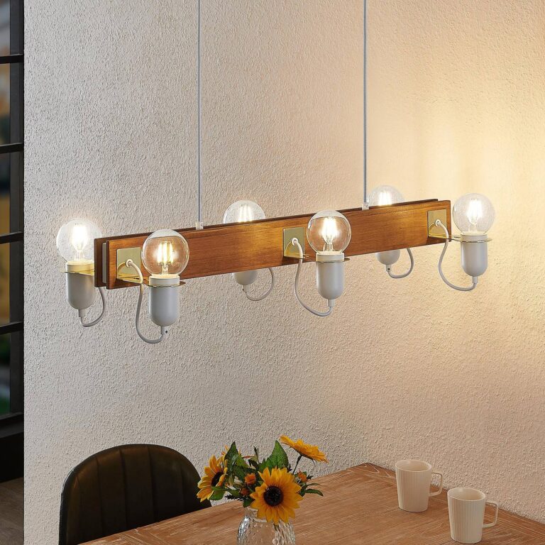 Lucande Becky lámpara colgante, 6 luces, blanca