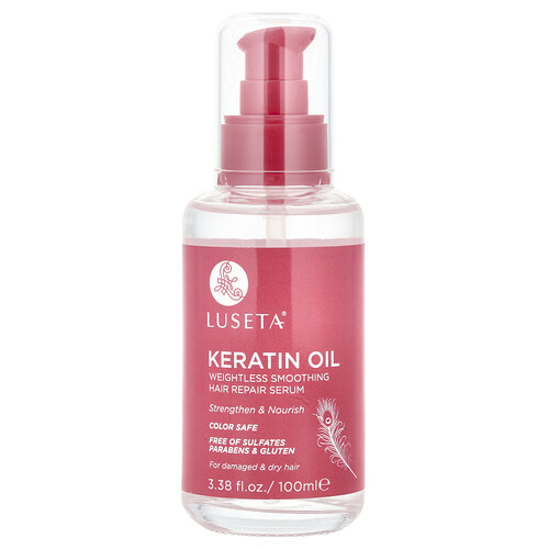 Luseta Beauty Aceite con queratina, Sérum liviano, Suavizante y reparador del cabello, 100 ml (3,38 oz. líq.)