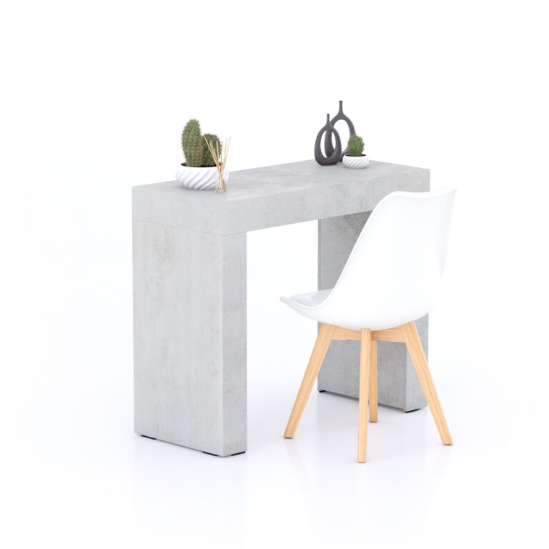 Mobili Fiver Mesa de comedor Evolution 90x40, Cemento Gris con dos pata