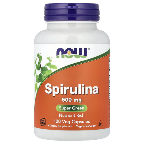 Now Foods Espirulina natural, 500 mg, 120 cápsulas vegana