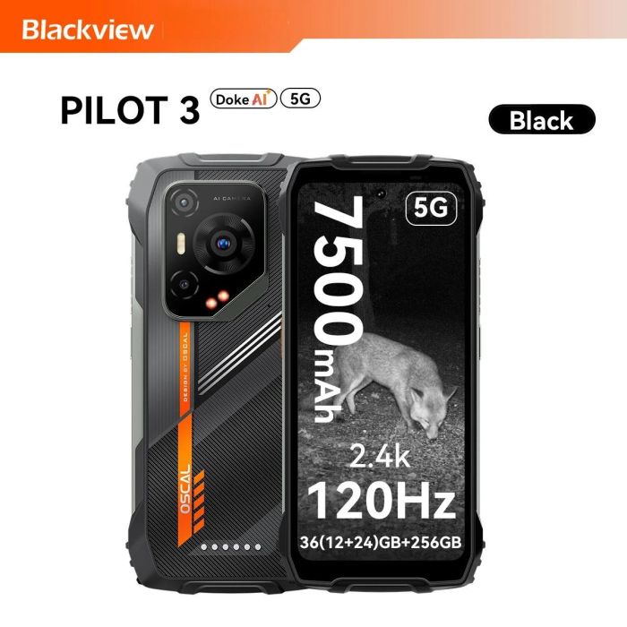 Oscal PILOT 3 5G AI Rugged Smartphone MTK 6300, 6.78" 2.4K Display 120Hz, 12GB 256GB, 7500Amh Phones 【Save Now: $30 Off with Exclusive Code】