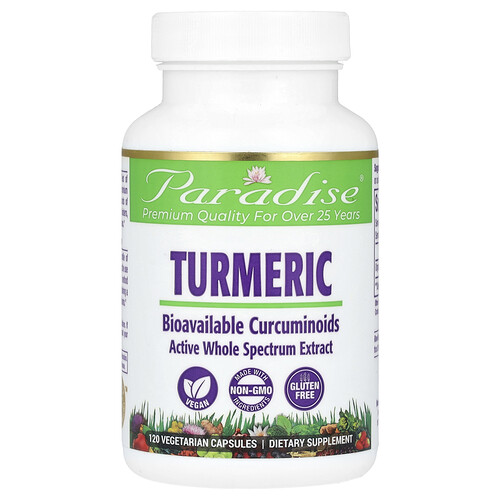 Paradise Herbs Cúrcuma, 120 cápsulas vegetales (250 mg por cápsula)
