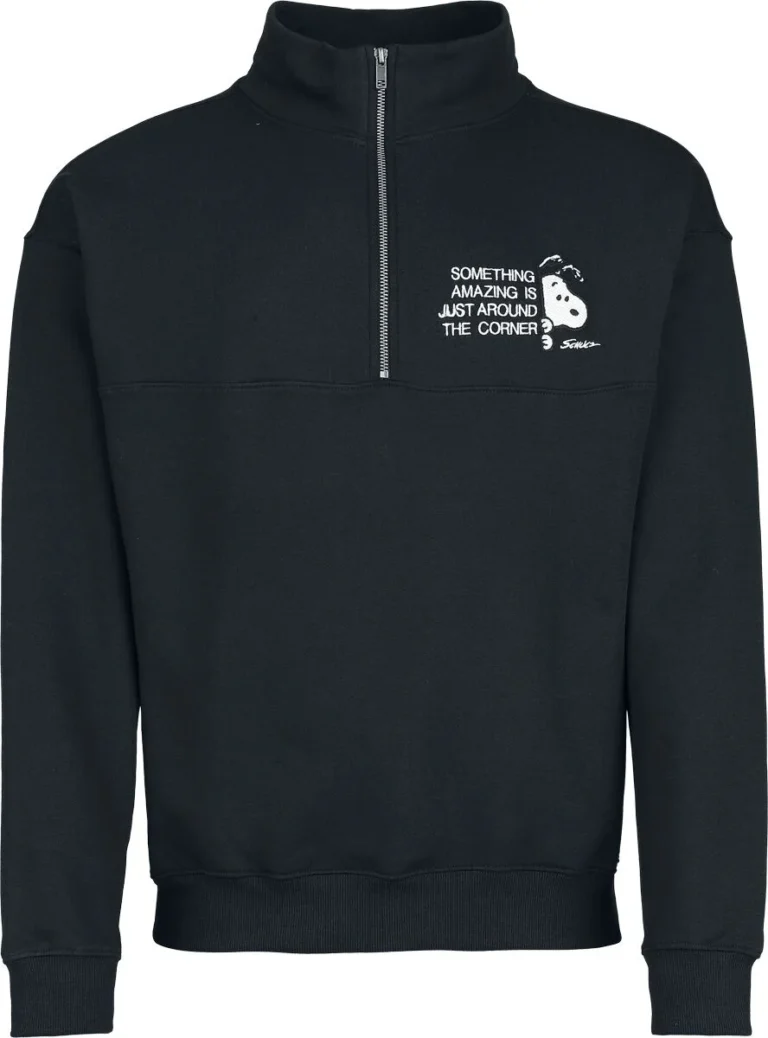 Peanuts Sudadera de Peanuts - Snoopy - Something amazing is just around the corner - Jersey de punto con media cremallera - S 3XL - para Hombre - Negr
