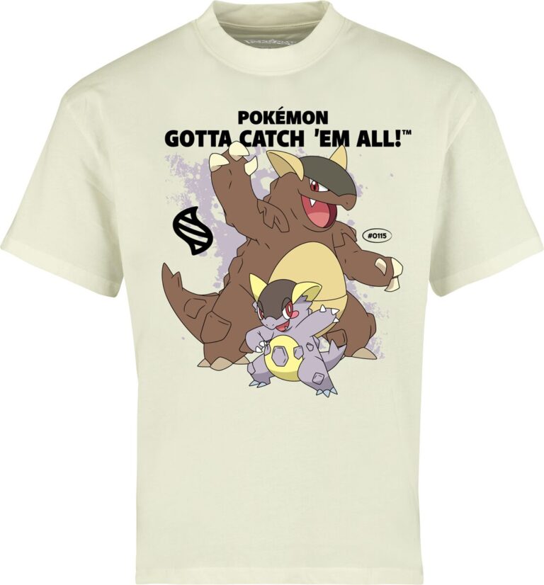 Pokémon Camiseta Oversized gaming de Pokémon - Mega - Kangama - S XL - para Hombre - Blanco