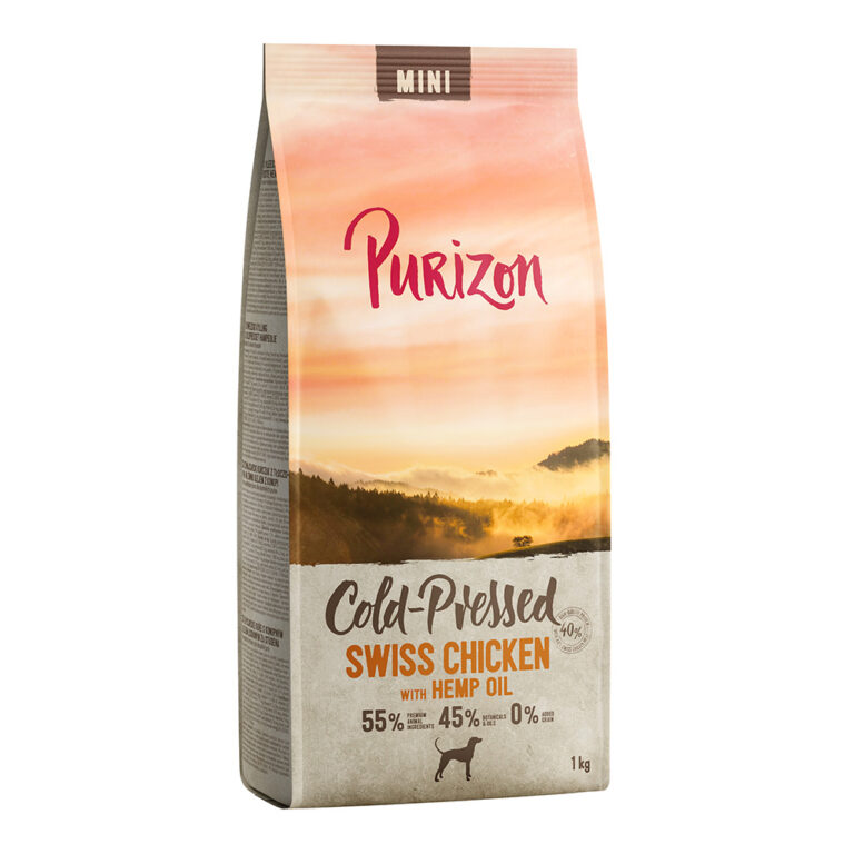 Purizon Cold Pressed Mini pollo suizo con aceite de cáñamo - 4 x 1 kg