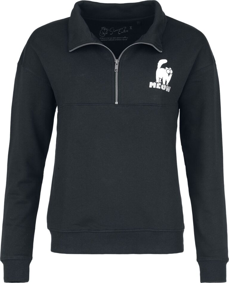 Simon's Cat Sudadera de Simon's Cat - Meow - Jersey de punto con media cremallera - S 3XL - para Mujer - Negro