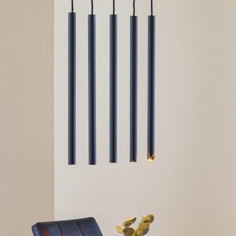 Sollux LIGHTING Lámpara colgante Thin, negro, 5 luces, linea
