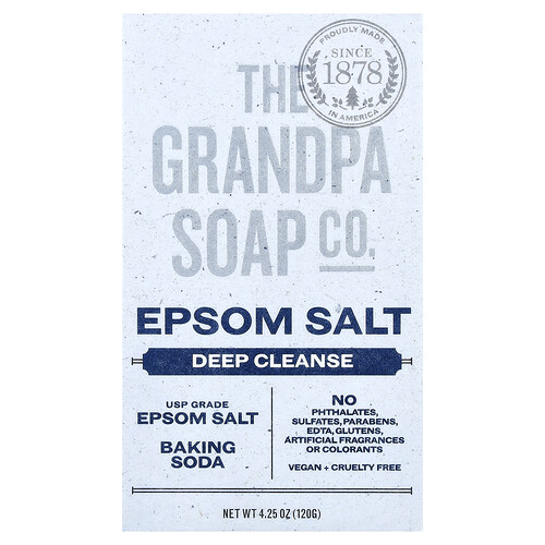 The Grandpa Soap Co. The Grandpa Soap Co., Barra de jabón para el rostro y el cuerpo, Sal de Epsom, 120 g (4,25 oz)
