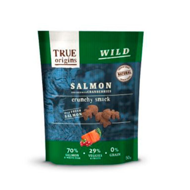 True Origins 6 bolsitas x 50 g True Origins Wild Galletas con Salmón y Arándanos para gato ¡Pack ahorro!