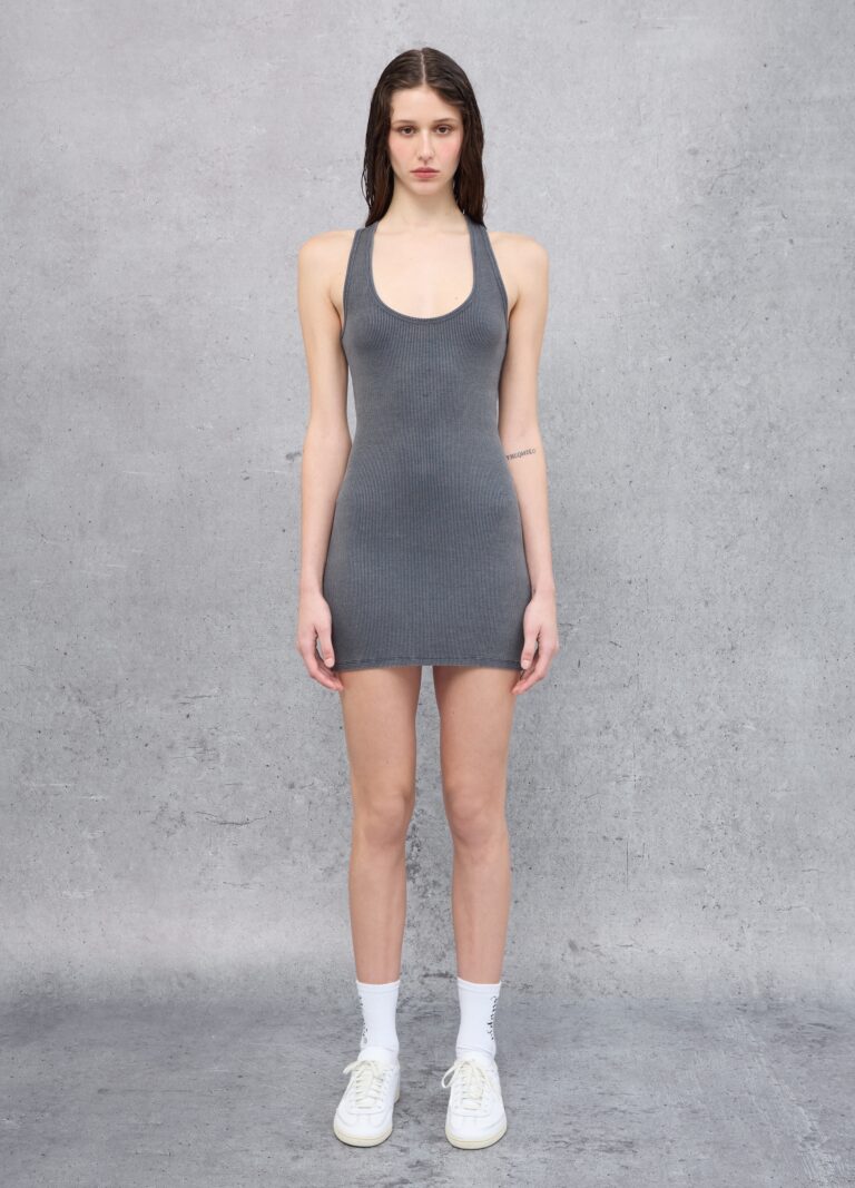 utopja, vestido mini vintage gris sin espalda, mujer, grey/black