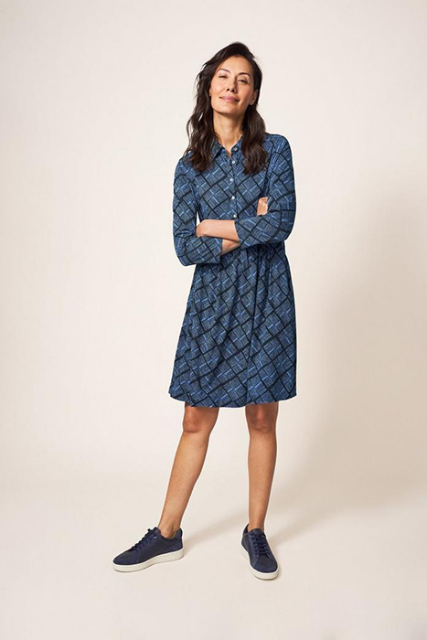 White Stuff Everly Jersey Shirt Dress Black Multi Talla: 8 REGULAR Blusón Outlet Mujer Negro