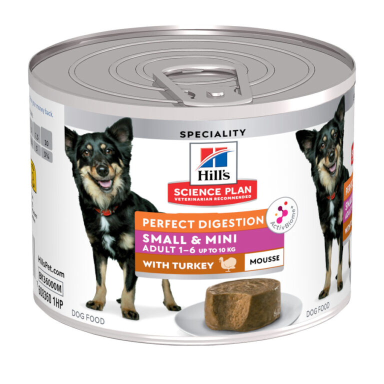 24 latas x 200 g Hill's Science Plan Adult Small & Mini Perfect Digestion Mousse de Pavo lata para perros ¡Pack ahorro!