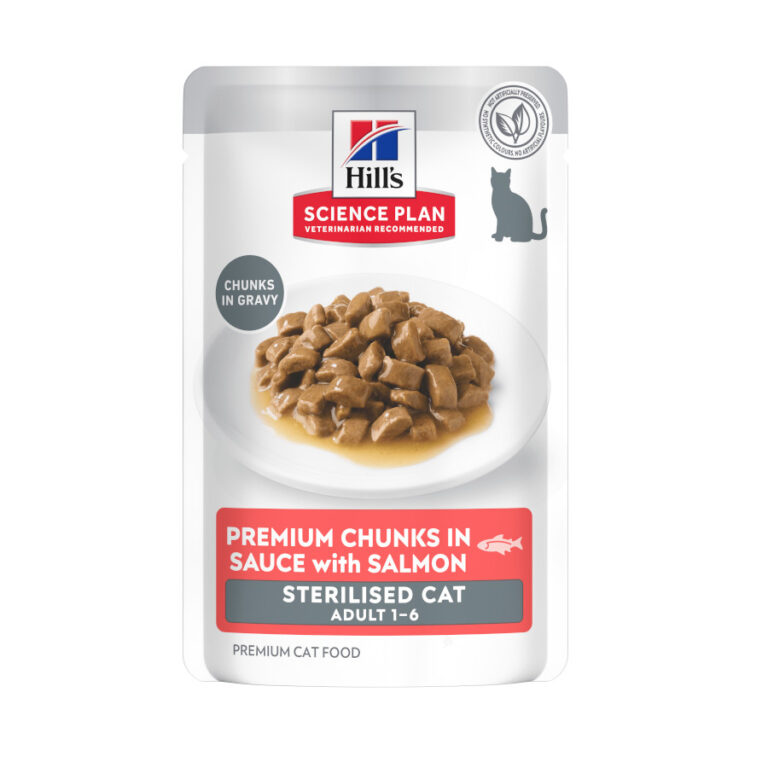 48 sobres x 85 g Hill's Science Plan Sterilized Young Adult Salmón sobre para gatos ¡Pack ahorro!