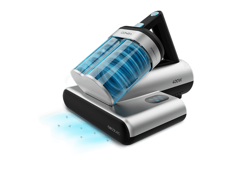 Aspirador de tapicerías - Cecotec Conga Rockstar 4000 Mattress, 400W, 13 kPa, Luz ultravioleta UV-C, Depósito doble 0.5L, Cable XXL, Negro