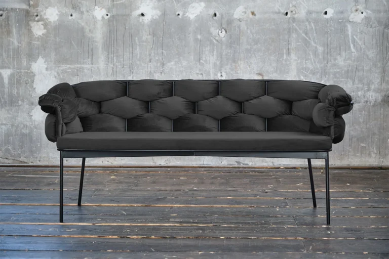 Banco KAWOLA MONTY, 180 cm, terciopelo negro