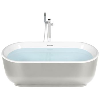 Bañera Independiente Acrílico Sanitario Plateado Brillante Ovalado Diseño Minimalista Moderno Pinel