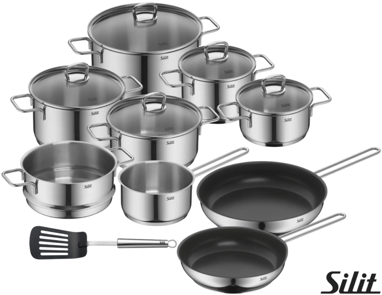 Batería de Cocina Alicante de 10 Piezas, Tapas de Vidrio, Acero Inoxidable