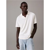 Calvin Klein Linen Cotton Cuban Collar Polo Shirt - White