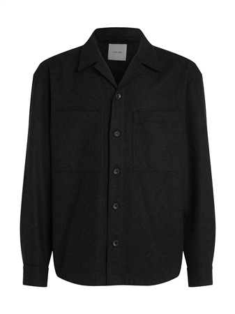 Calvin Klein Relaxed Wool Blend Overshirt - Black