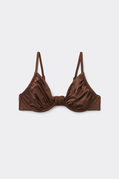 Calzedonia Balconette Bikini Shiny Satin Mujer Marrón