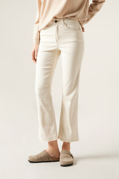 Calzedonia Vaquero Acampanados Cropped Mujer Blanco