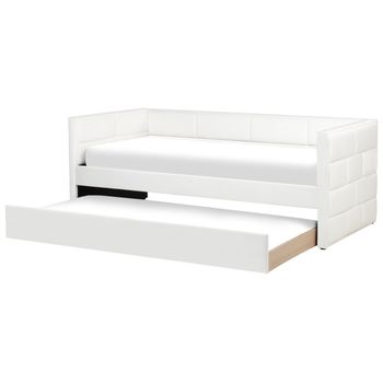 Cama Nido Con Somier De Terciopelo 90 X 200 Cm Listones Glamuroso Blanco Crema Chavonne Ii