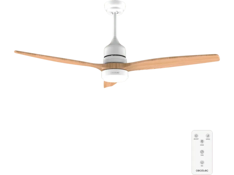 Cecotec Ventilador de techo - Cecotec EnergySilence Aero 5275 LightWood Expert, Luz LED, Mando, 6 velocidades, Temporizador, Función Verano/Invierno,