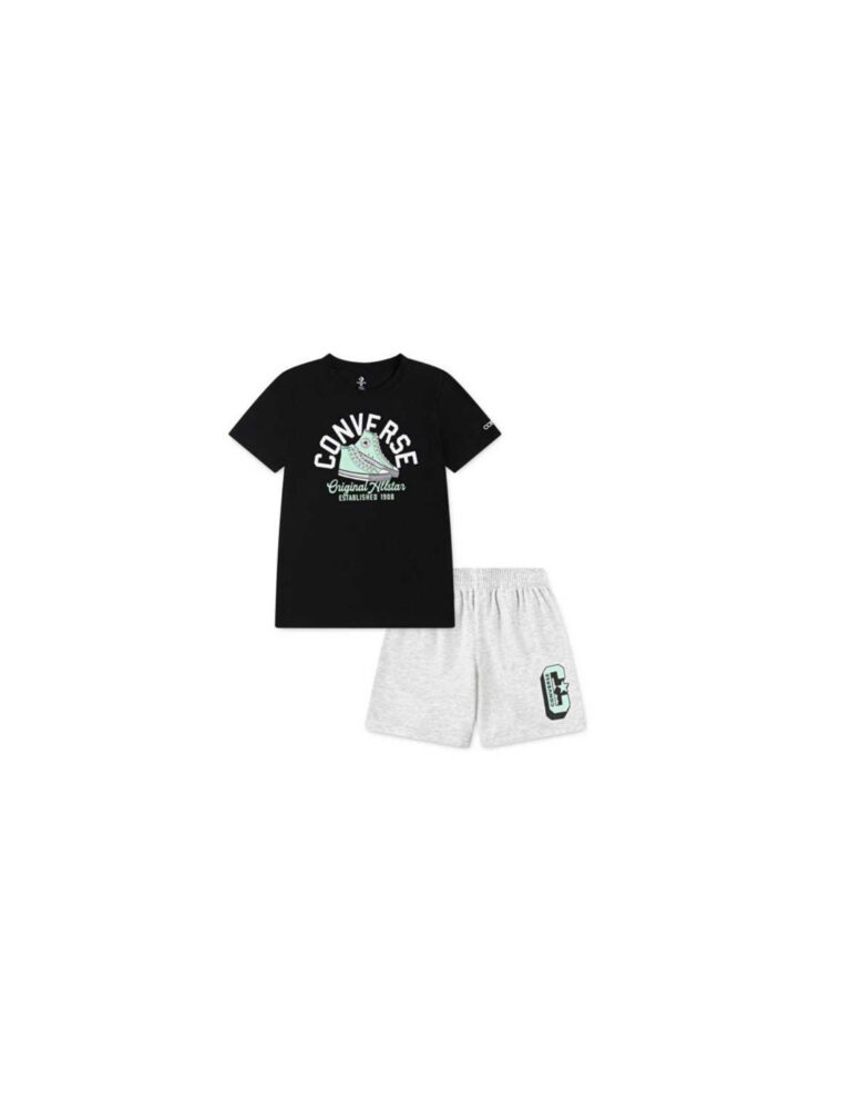 Conjunto Converse Cnvb Retro Remix Ft Short Set Niño Negro/Gri