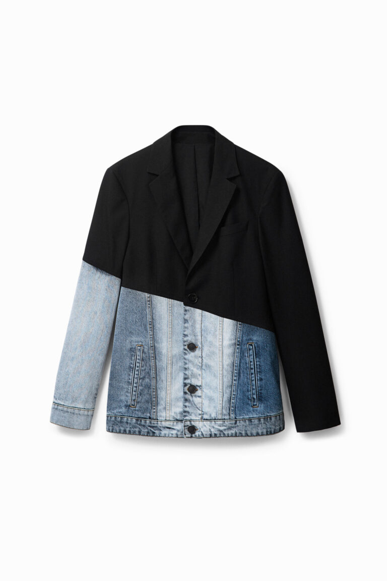 desigual, blazer vaquera bimateria, hombre, negro